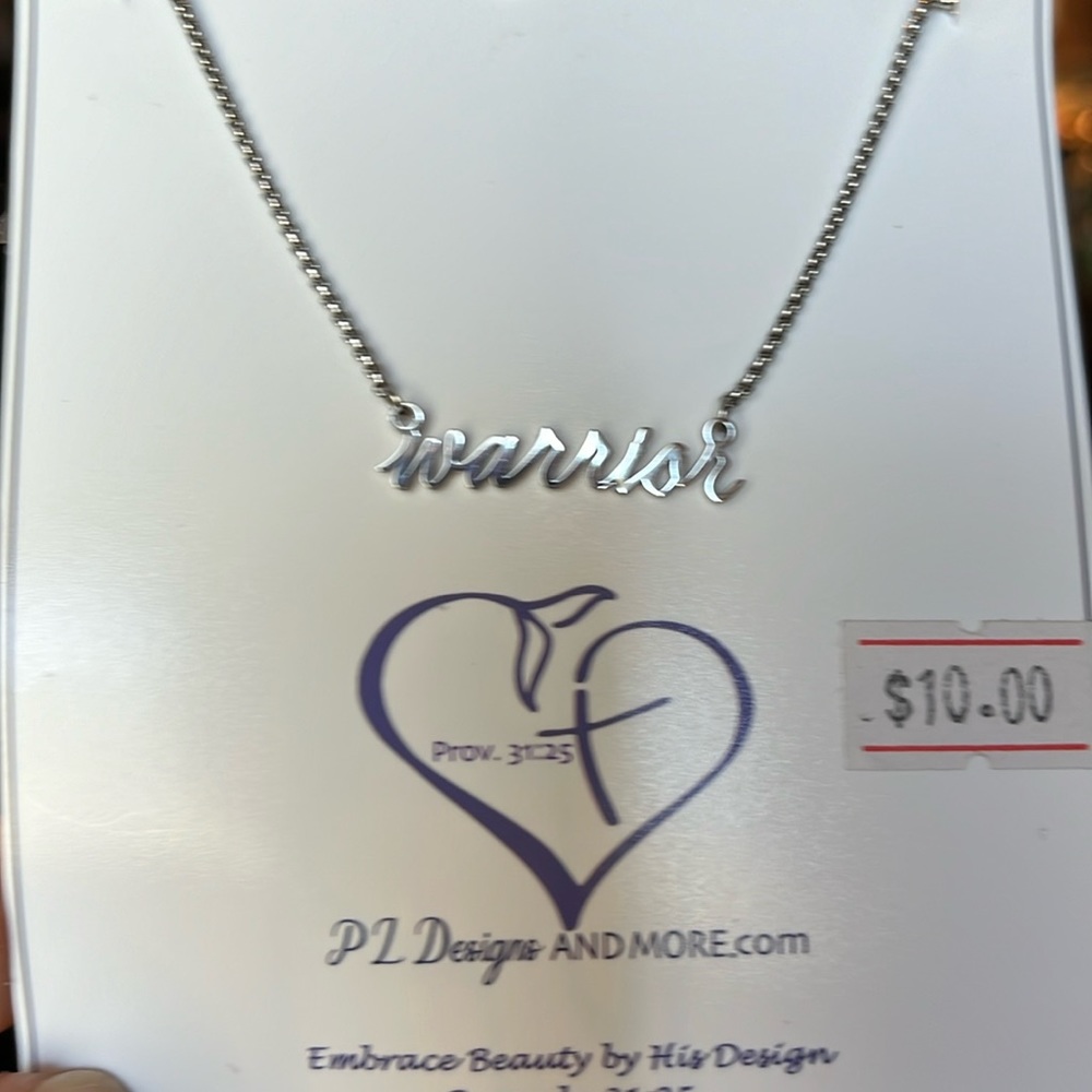 Warrior word Silver Necklace